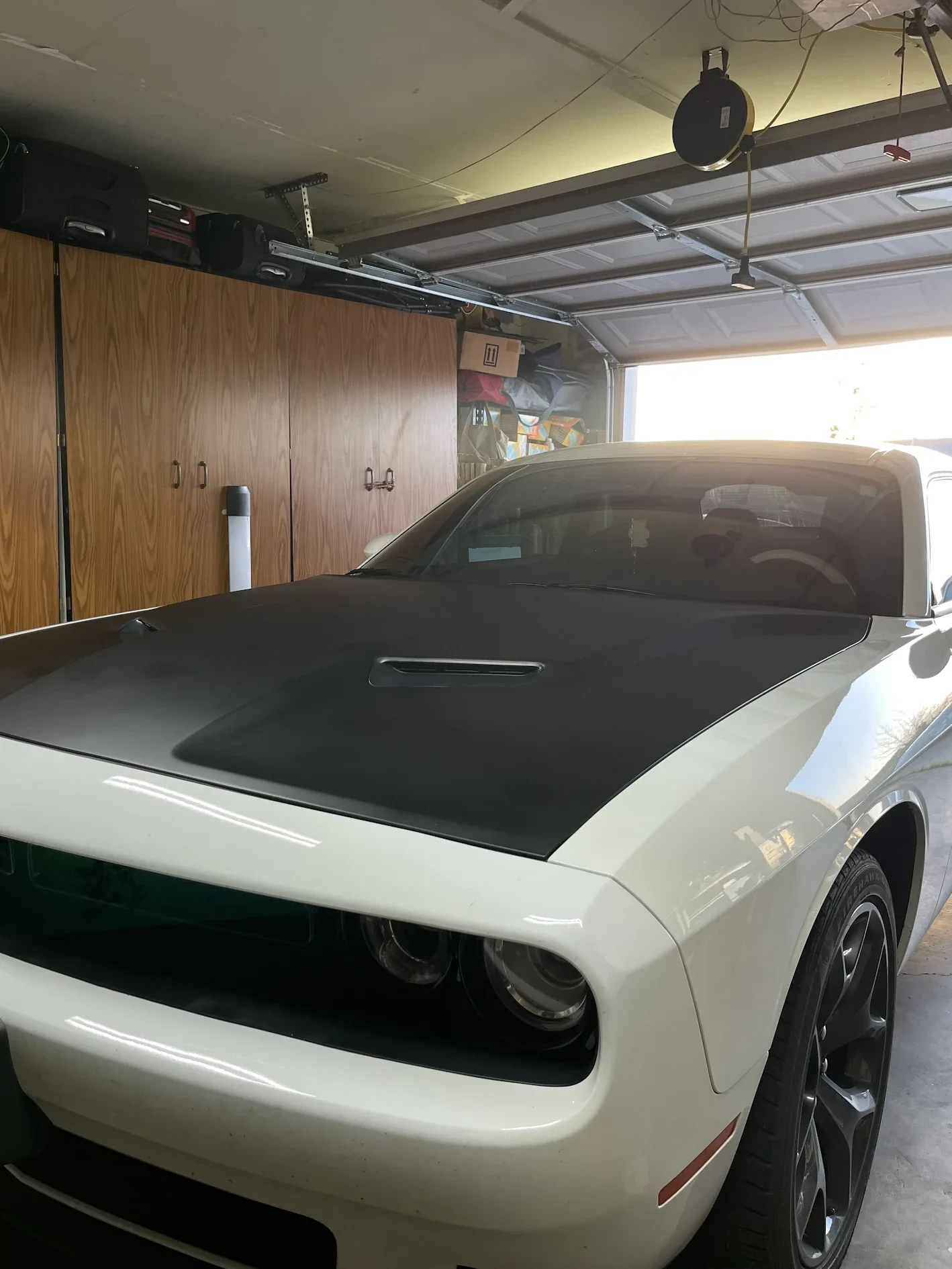 Ivy Huizar Challenger hood wrap in garage